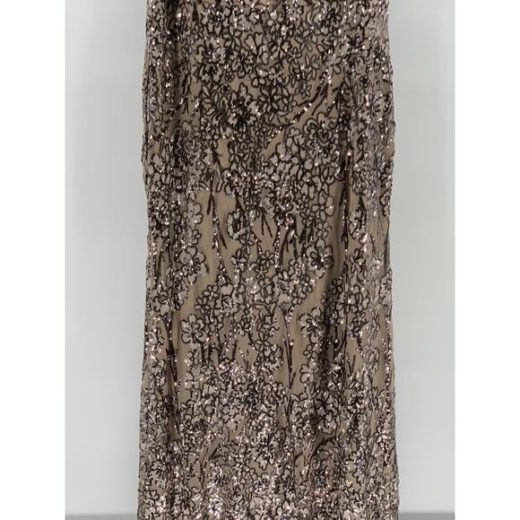 ALEX EVENINGS Women's Beige Sequin Embellished Short-Sleeve A-Line Gown SZ 20 - Picture 10 of 11